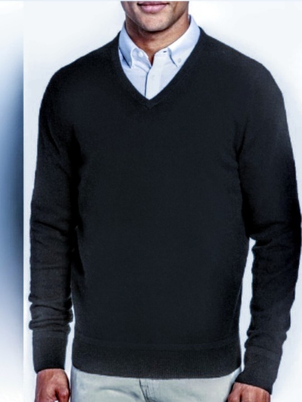 Cashmere 100% Italian Cashmere V-Neck Sweater Men sz L